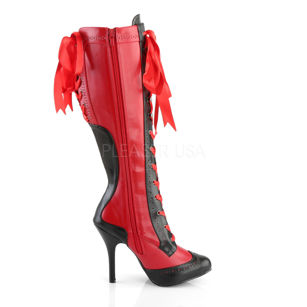 Steampunk Burlesque Lace Up Knee High Heel Boots - Picture 5 of 5